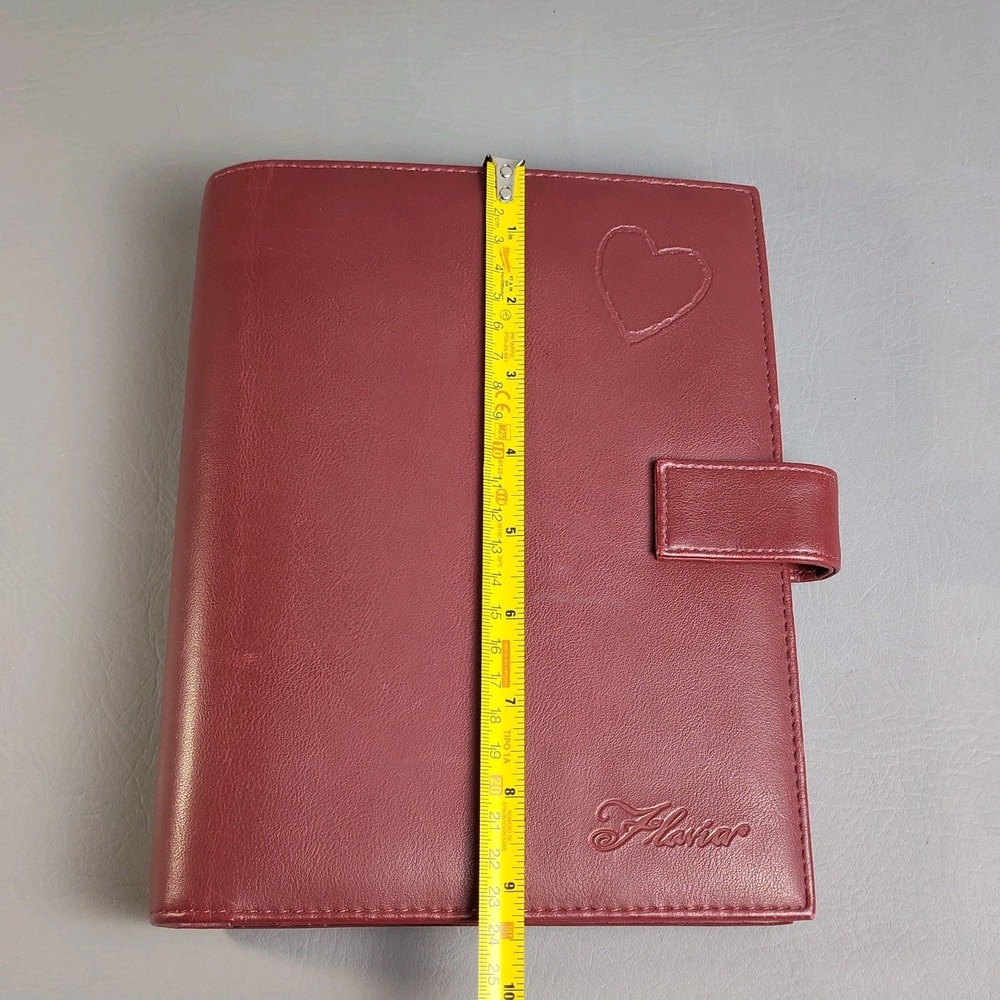 Vintage Day Timer Flavia Planner Classic 7 Ring Organizer Burgundy Leather Heart - Picture 14 of 16